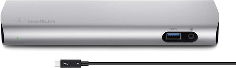 88TECH Belkin Thunderbolt 3 Express Docking Station with 80 cm Active Cable (F4U095vf), Connects Up to 8 Devices, Supports Single 5K/Dual 4K Displays, Compatible with Mac Only - Aluminium - 88 TECH