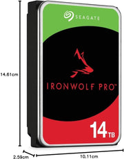 Seagate IronWolf Pro, 14 TB, NAS Internal Hard Drive, CMR 3.5 Inch, SATA 6 Gb/s 7,200 RPM, 256 MB Cache, for RAID Network Attached Storage, 3 years Rescue Services, FFP (ST14000NE0008)
