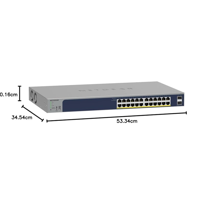 NETGEAR 26-Port PoE Gigabit Ethernet Smart Switch GS724TP - Managed, 24 x 1G, 24 x PoE+ @ 190W, 2 x 1G SFP, Optional Insight Cloud Management, Desktop or Rackmount, and Limited Lifetime Protection 88 TECH 