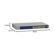 NETGEAR 26-Port PoE Gigabit Ethernet Smart Switch GS724TPP - Managed, Optional Insight Cloud Management, 24 x PoE+ @ 380W, 2 x 1G SFP, Desktop or Rackmount, and Limited Lifetime Protection 88 TECH 