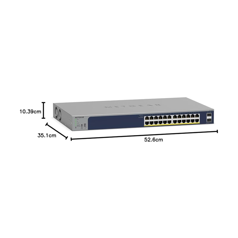 NETGEAR 26-Port PoE Gigabit Ethernet Smart Switch GS724TPP - Managed, Optional Insight Cloud Management, 24 x PoE+ @ 380W, 2 x 1G SFP, Desktop or Rackmount, and Limited Lifetime Protection 88 TECH 