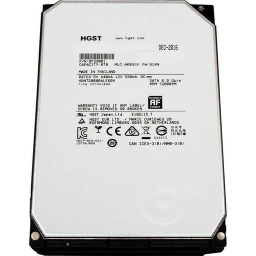 Hitachi Ultrastar He8 8TB 3.5" SATA Hard Drive 7200RPM 128MB 0F23763 - HUH728080ALE601 88 TECH 