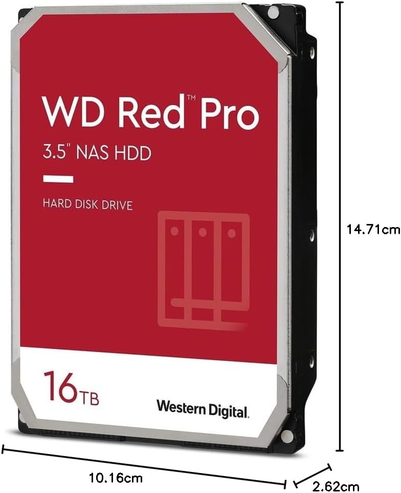 WD Red Pro 16TB NAS 3.5" Internal Hard Drive - 7200 RPM Class, SATA 6 Gb/s, CMR Recording Technology, 512MB Cache
