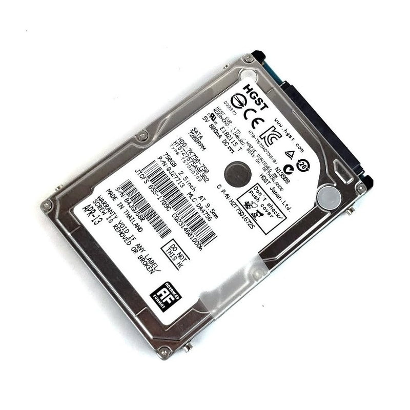 Hitachi Hgst 2.5" 750Gb 7200Rpm 9.5Mm Sata Hdd Hard Drive Hts727575A9E362 0J27713 88 TECH 