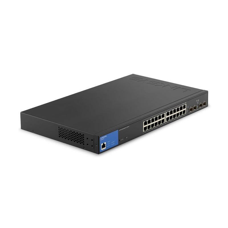 Linksys 24 Port Gigabit Managed Network Switch with 4 x 1Gb Uplink SFP Slots - POE / POE+ Ports, QOS, Static Routing, VLAN, IGMP Features - Metal Housing, Desktop or Wall Mount - LGS328PC 88 TECH 
