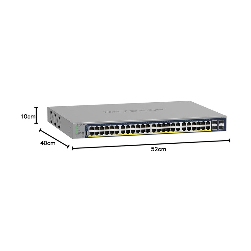 NETGEAR 52-Port PoE Gigabit Ethernet Smart Switch GS752TPP - Managed, Optional Insight Cloud, 48 x PoE+ 760W, 4 x 1G SFP, Desktop/Rackmount, Limited 88 TECH 