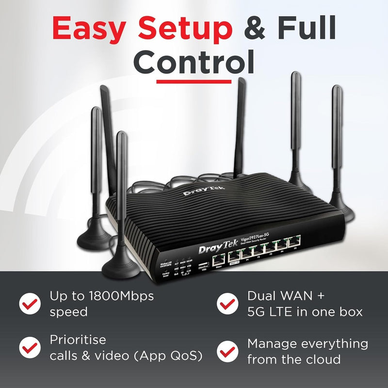 DrayTek Vigor 2927Lax-5G Dual AX3000 WiFi 6 WAN Ethernet Router 88 TECH 2927Lax-5G, DrayTek, Draytek Vigor, V2927LAX-5G-K, Vigor 2927Lax-5G, Vigor2927Lax-5G LTE Router