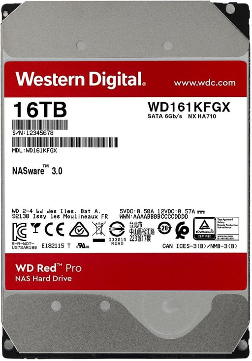 WD Red Pro 16TB NAS 3.5" Internal Hard Drive - 7200 RPM Class, SATA 6 Gb/s, CMR Recording Technology, 512MB Cache