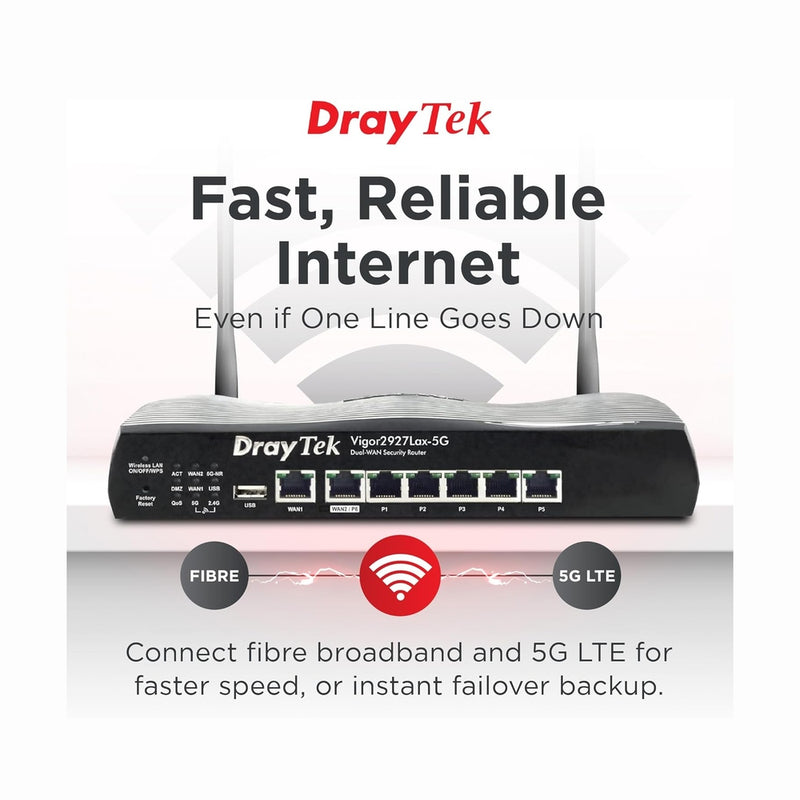 DrayTek Vigor 2927Lax-5G Dual AX3000 WiFi 6 WAN Ethernet Router 88 TECH 2927Lax-5G, DrayTek, Draytek Vigor, V2927LAX-5G-K, Vigor 2927Lax-5G, Vigor2927Lax-5G LTE Router