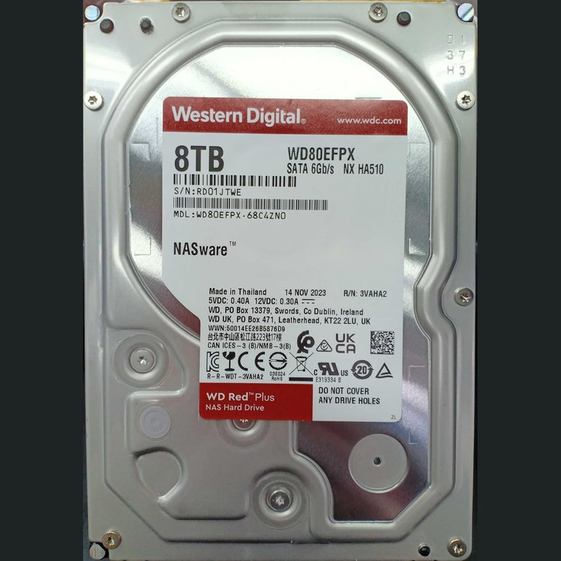 WD Red Plus 8TB NAS 3.5" 5640 RPM SATA 6Gb/s HDD - WD80EFPX 88 TECH Red Plus, WD80EFPX, Western Digital