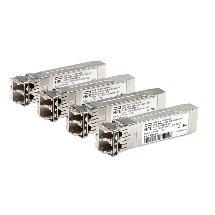 HP MSA 10Gb Short Range iSCSI SFP+ 4-Pack Transceiver C8R25B 88 TECH 10G, C8R25B, HPE, SFP+, Transceiver, Transceiver Module