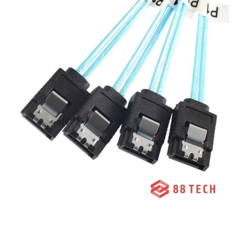 Mini SAS 4i SFF-8087 36P 36-Pin Male to 4 SATA 7-Pin Splitter Adapter Cable - 50cm 88 TECH SFF-8087