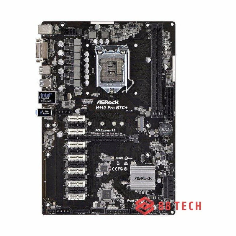 ASRock Intel H110 Pro BTC+ ATX Motherboard 88 TECH 