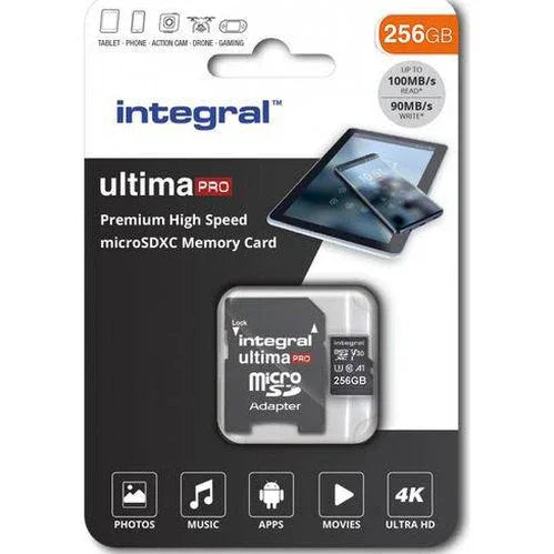 Integral 256GB UltimaPRO V30 Premium Micro SD Card SDXC + Adapter 88 TECH 256GB, Integral, Memory Card, MicroSD, SDXC